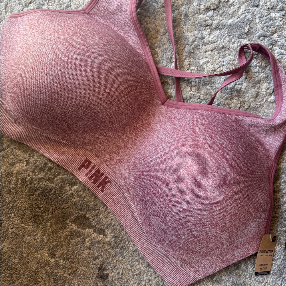 PINK Victoria's Secret Women's Seamless Sports Bra - Heathered Pink